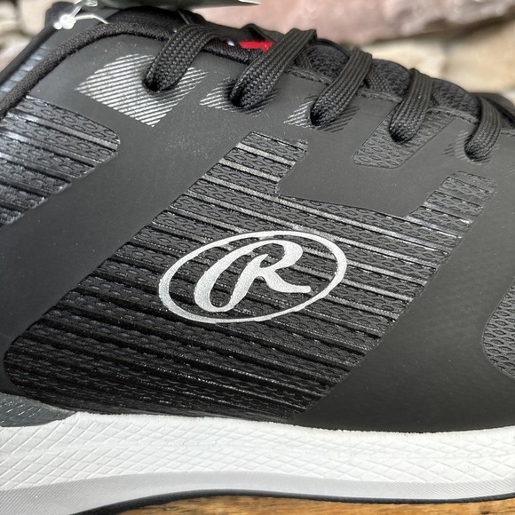 Rawlings League Turf Mens Shoes 7D Black White Leather Lace-Up Baseball Cleats - Picture 16 of 16